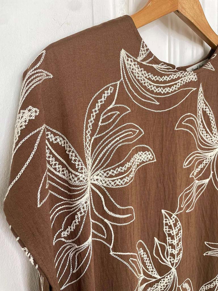 Lily Embroidered Dress - Truffle