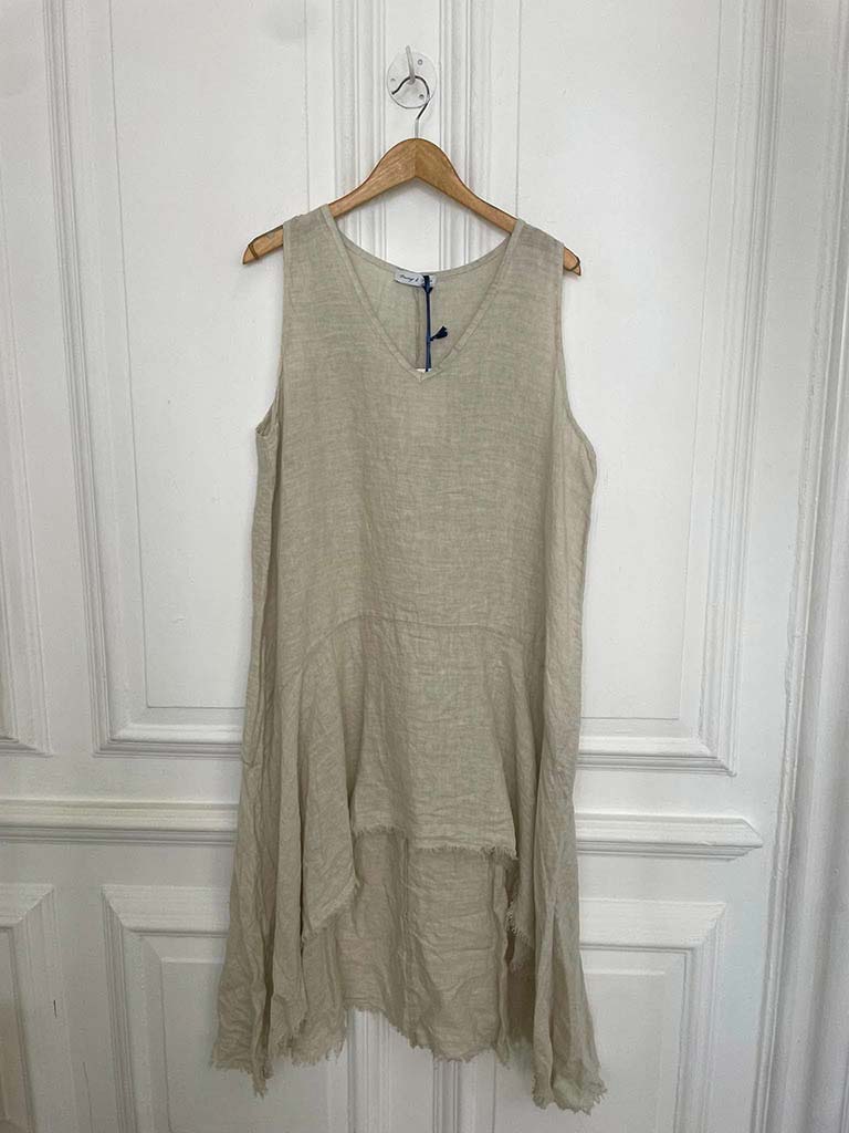 Linen Dip Back Tunic - Parchment