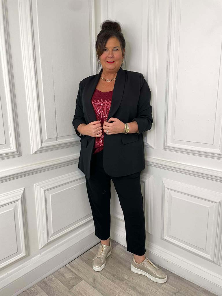 V-Neck Sequin Vest - Merlot