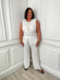 Crinkle Waistcoat & Palazzo Co-ord - Warm White