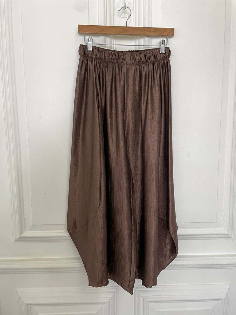 Silk Feel Cocoon Trousers - Chocolate