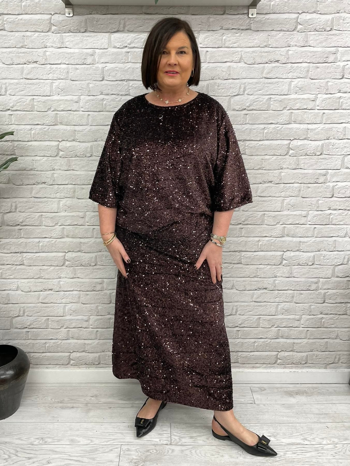 Soya Concept Jasleen Sequin Top - Choco