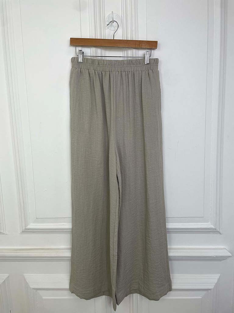 Wide Leg Woven Trousers - Parchment