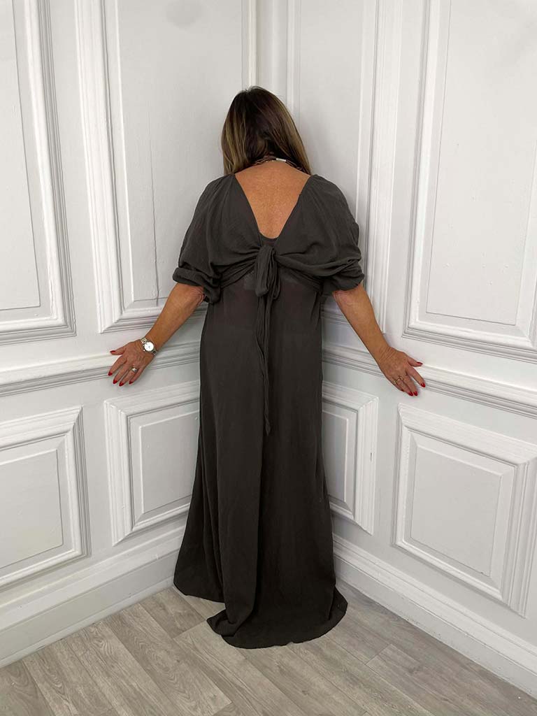 Waffle Tie Shrug - Chocolate