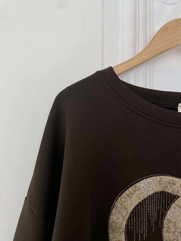 Link Embellished Sweatshirt - Chocolate