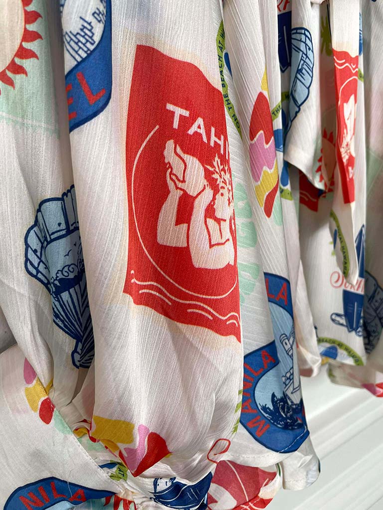 Tahiti Pussybow Blouse - Ocean