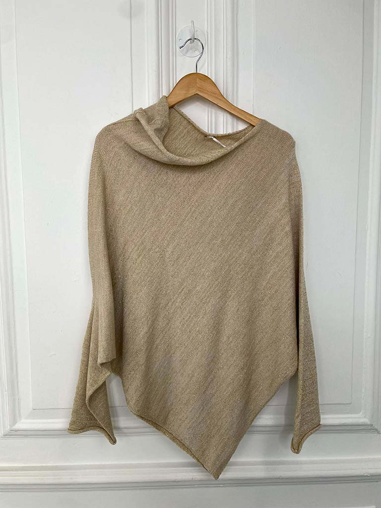 Asymmetric Shimmer Knit - Stone