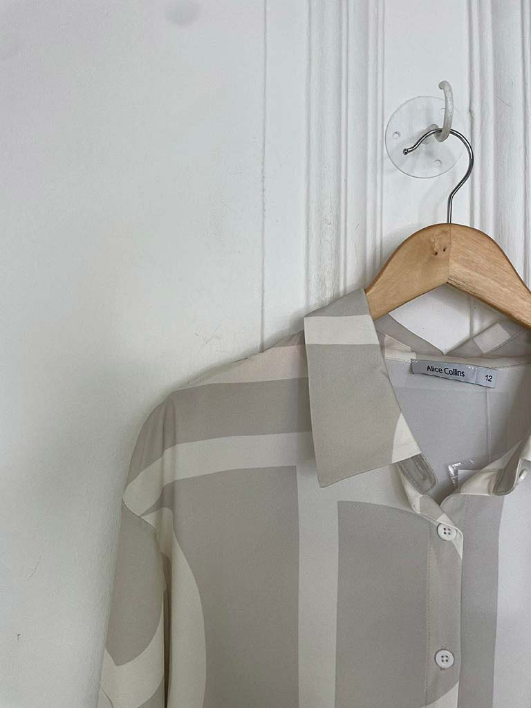 Agata Geometric Shirt Dress - Pebble