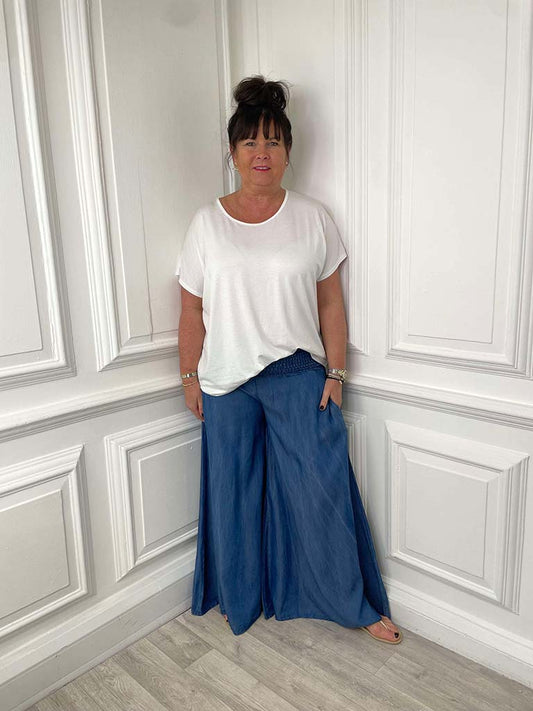 Chambray Denim Palazzos