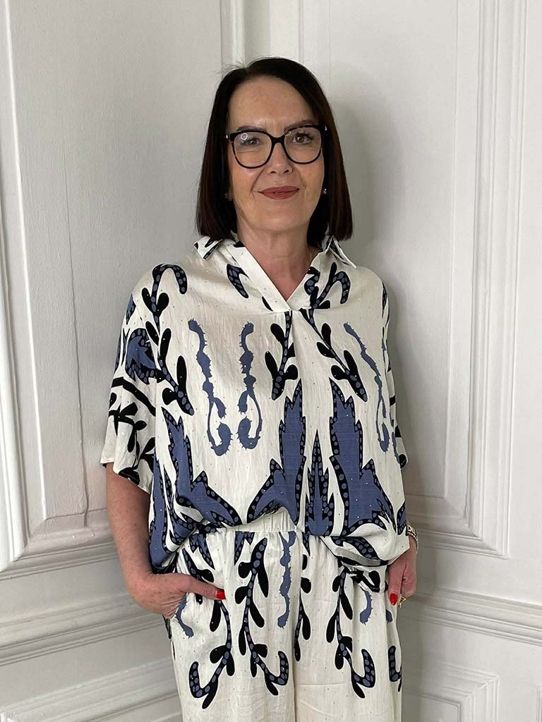 Shadow Reef Collared Top - Denim