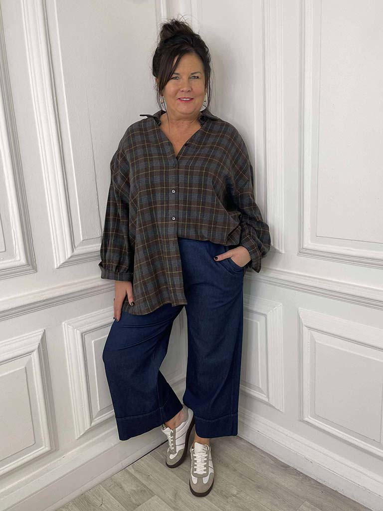 Oversized Check Shirt - Chocolate