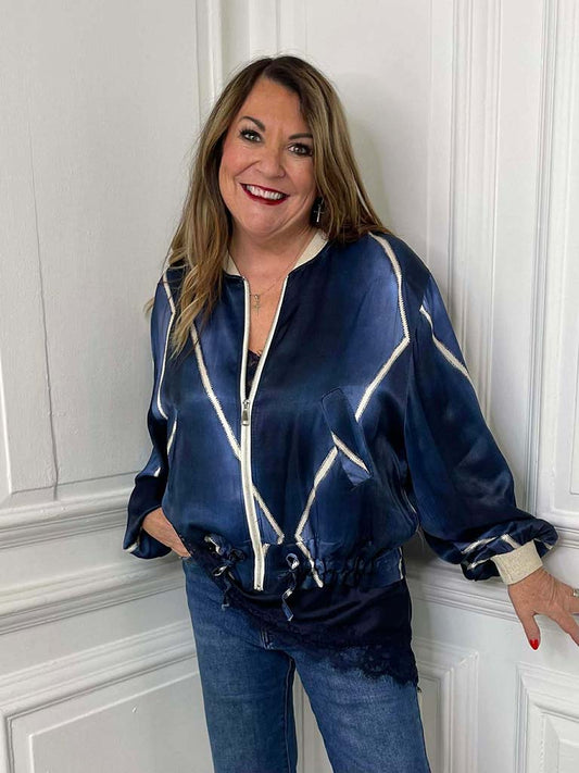 Harlequin Bomber Jacket - French Navy