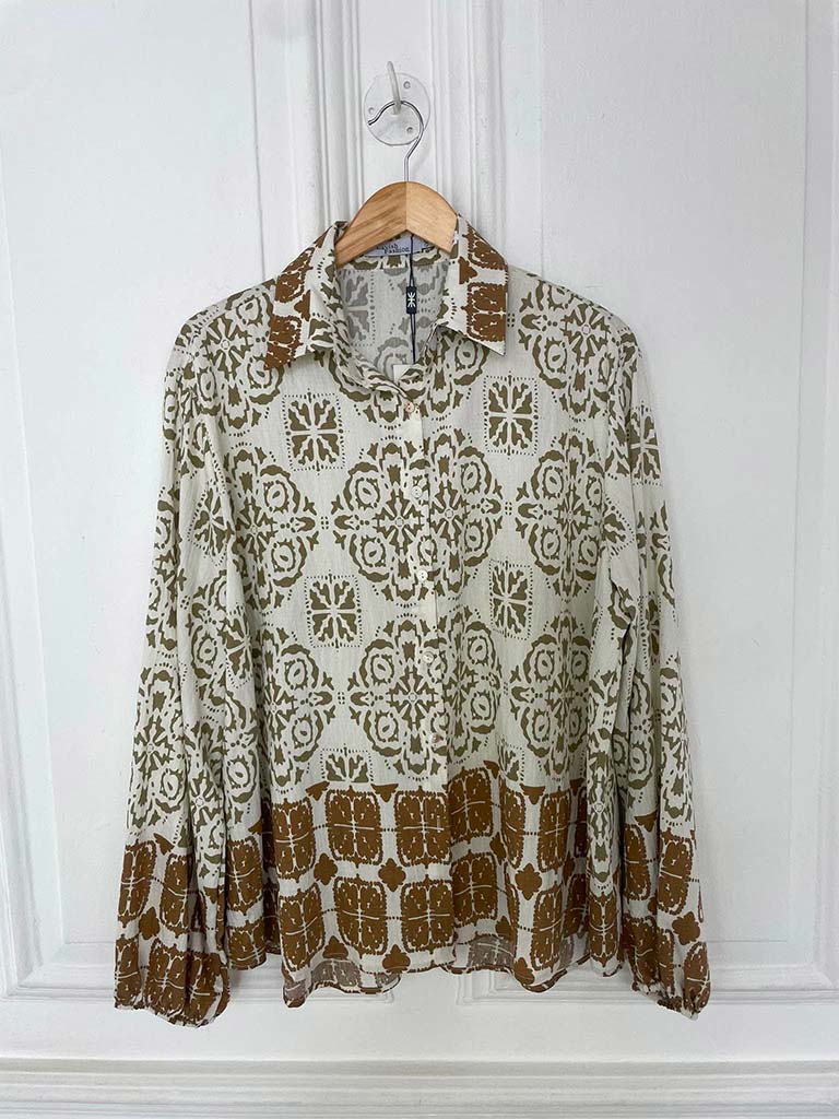 Tile Print Classic Shirt - Mocha