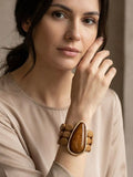 Envy Chunky Brown Bead Bracelet - Gold