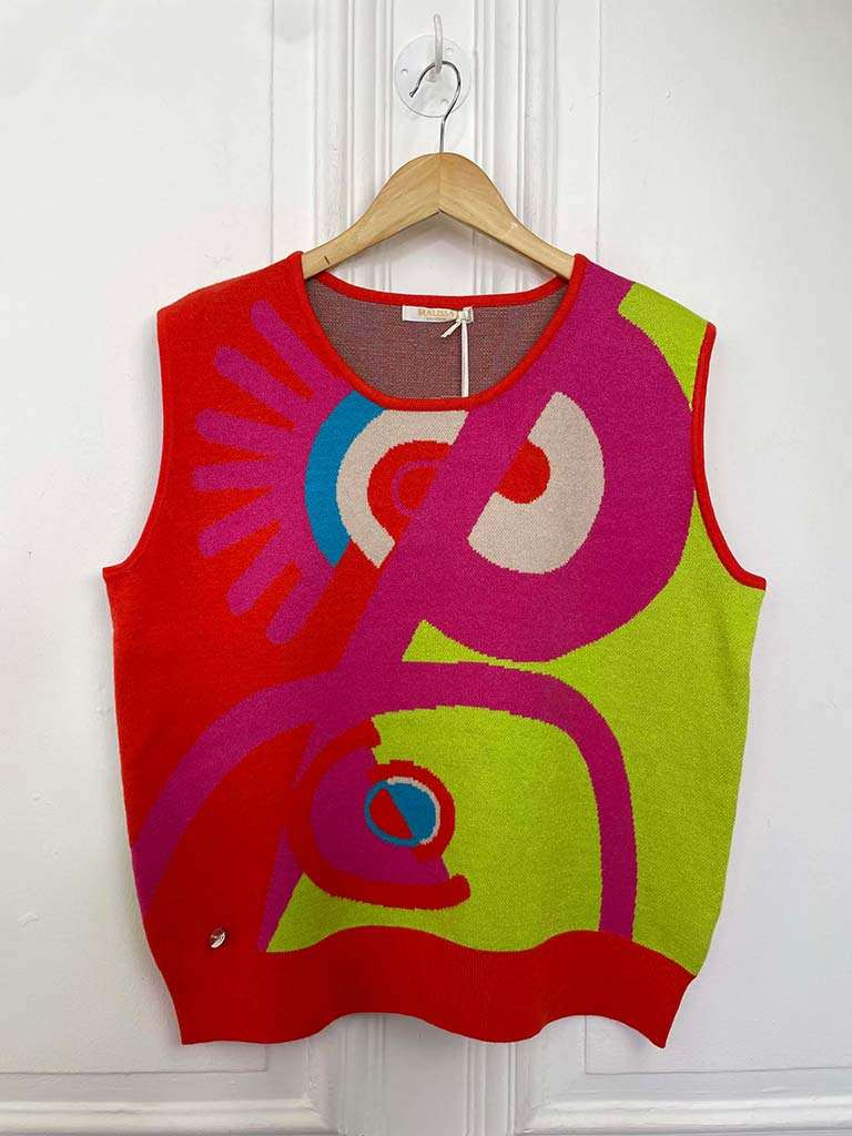Malissa J Abstract Tank Knit - Lime