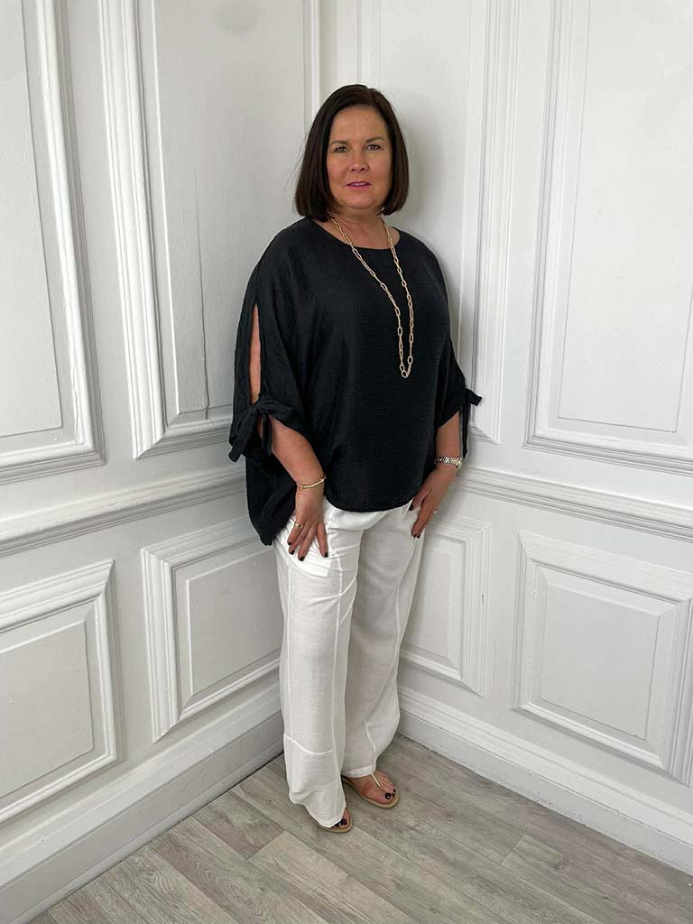 Tie Sleeve Top - Black