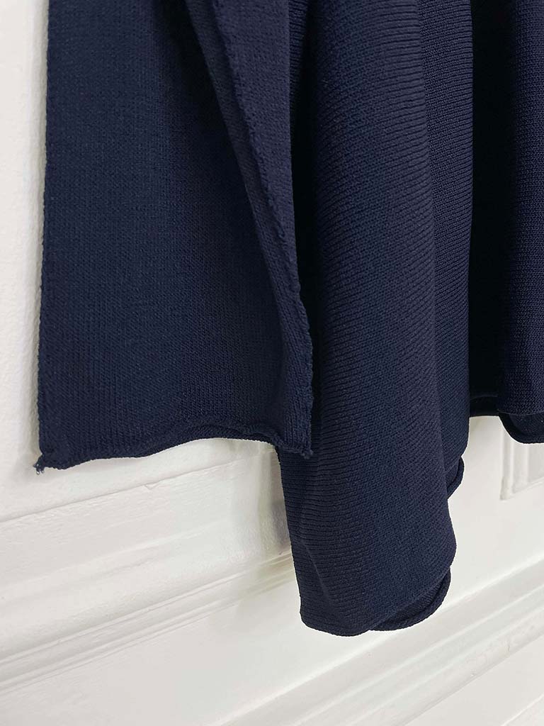 V-Neck Raw Edge Knit - Navy