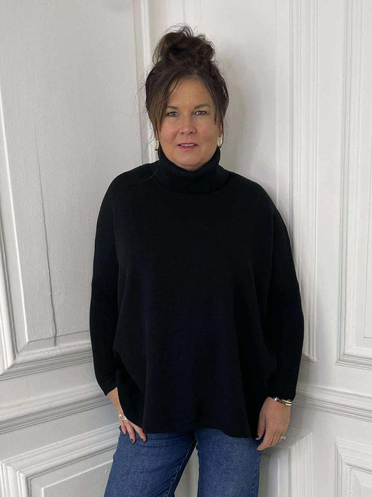 Boxy Polo Knit - Black