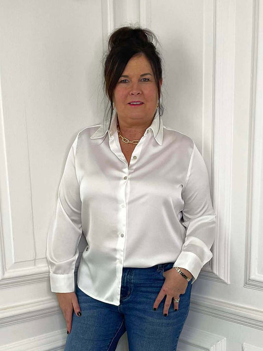 Malissa J Silk Feel Classic Shirt - Warm White