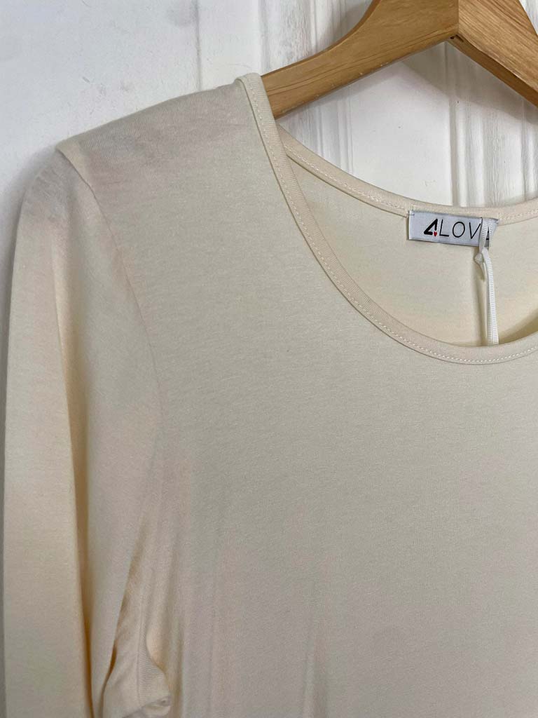 Malissa J Long Sleeve Basic Top - Cream