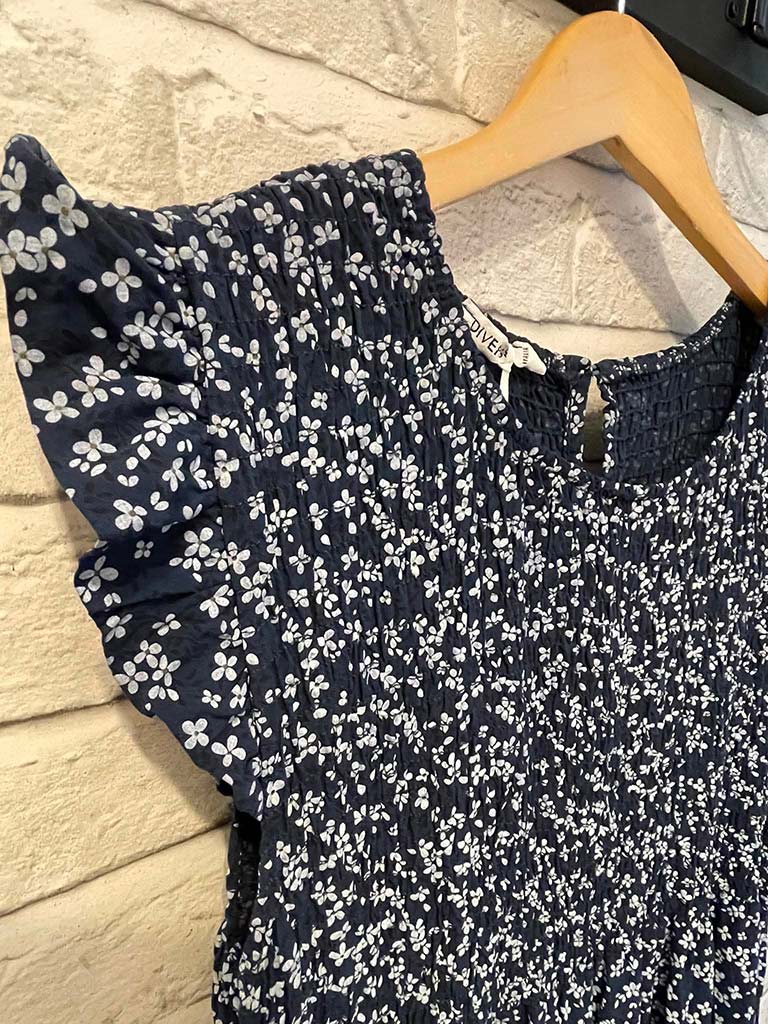 Ditsy Daisy Midi Dress - Navy
