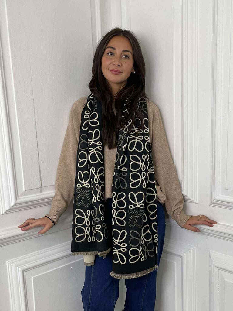 Malissa J Loop Print Scarf - Black