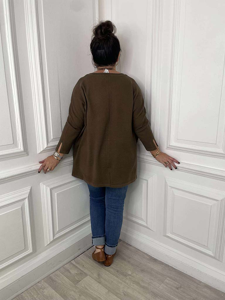 Waffle Drop Back Knit - Chocolate