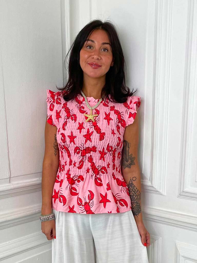 Shirred Frill Lobster Top