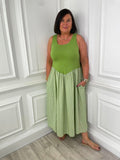 Gingham Skirt Dress - Kiwi