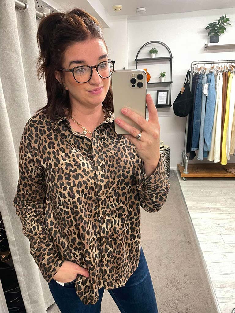 Vero Moda Faux Suede Shirt - Leopard