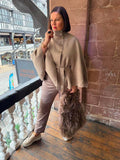 Malissa J Mongolian Fur Slouchy Bag - Taupe