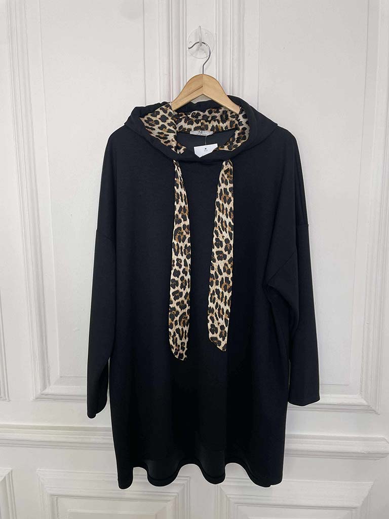 Supersoft Jersey Hoodie - Black Leopard