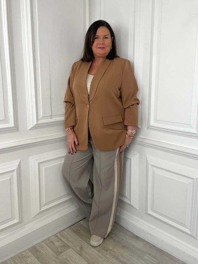 Side Stripe Trousers - Mushroom