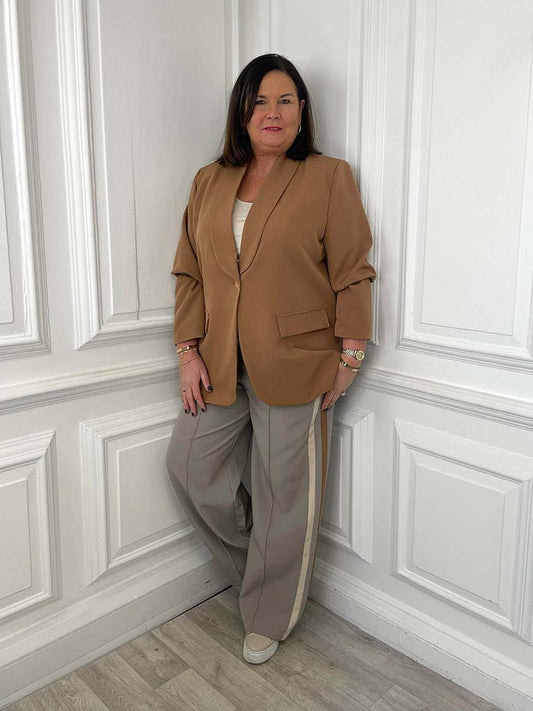 Side Stripe Trousers - Mushroom