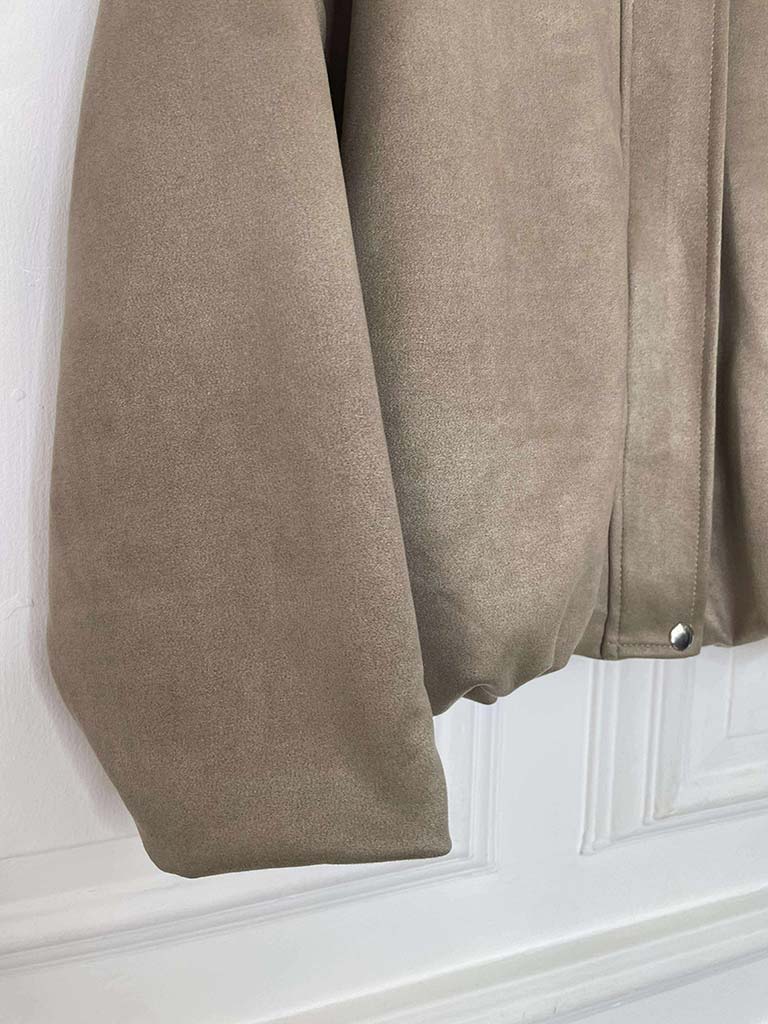 Bubble Hem Suede Feel Jacket - Latte