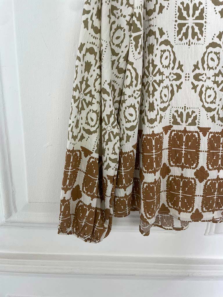 Tile Print Classic Shirt - Mocha