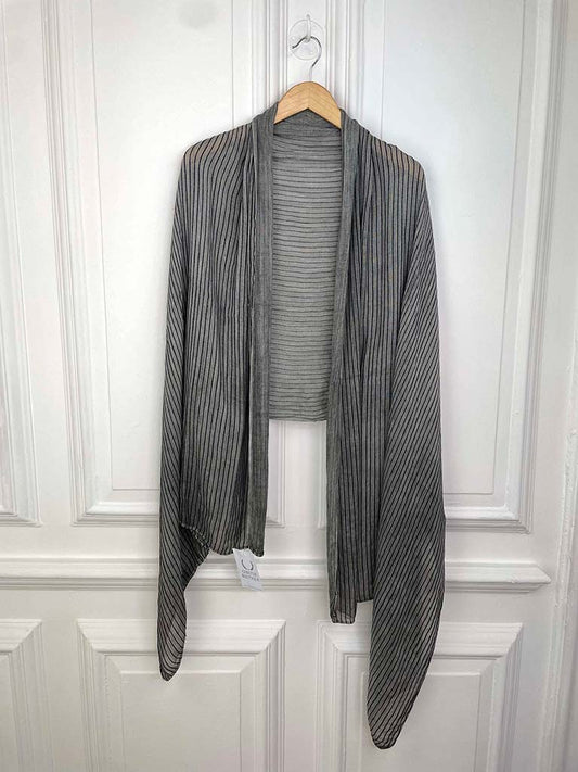 Cotton Stripe Scarf - Grey