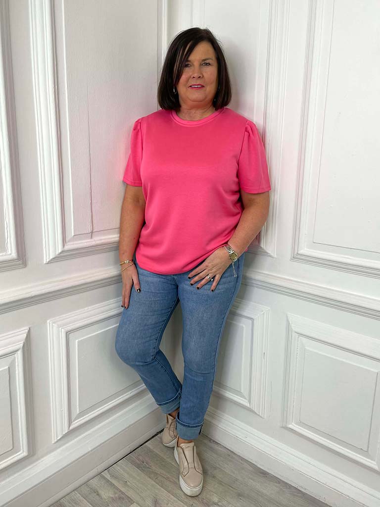 Malissa J Puff Sleeve Luxe Tee - Pink