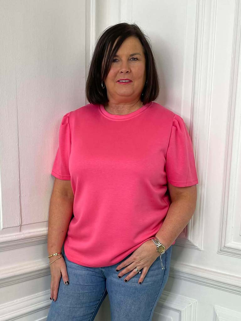 Malissa J Puff Sleeve Luxe Tee - Pink