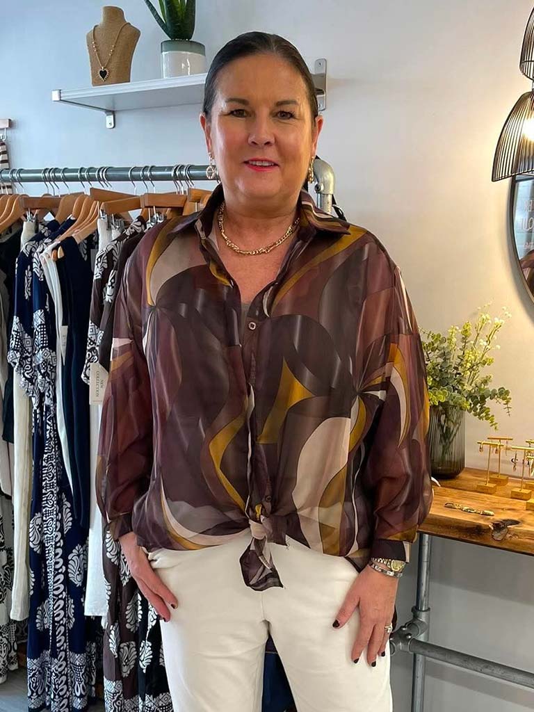 Vintage Swirl Shirt - Cocoa & Mustard