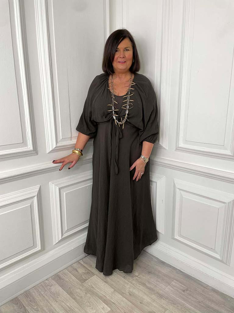 Waffle Tie Shrug - Chocolate