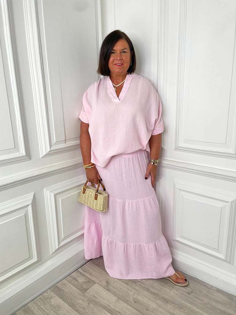 Cloud Cotton Maxi Skirt - Petal
