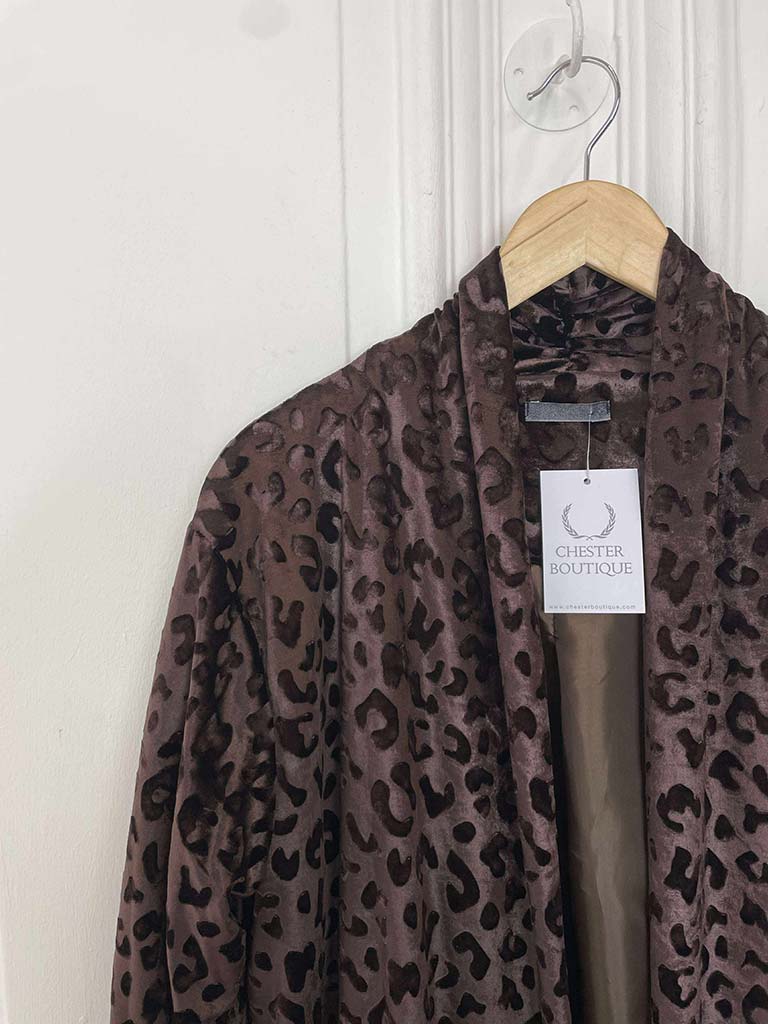 Velvet Long Leopard Jacket - Chocolate