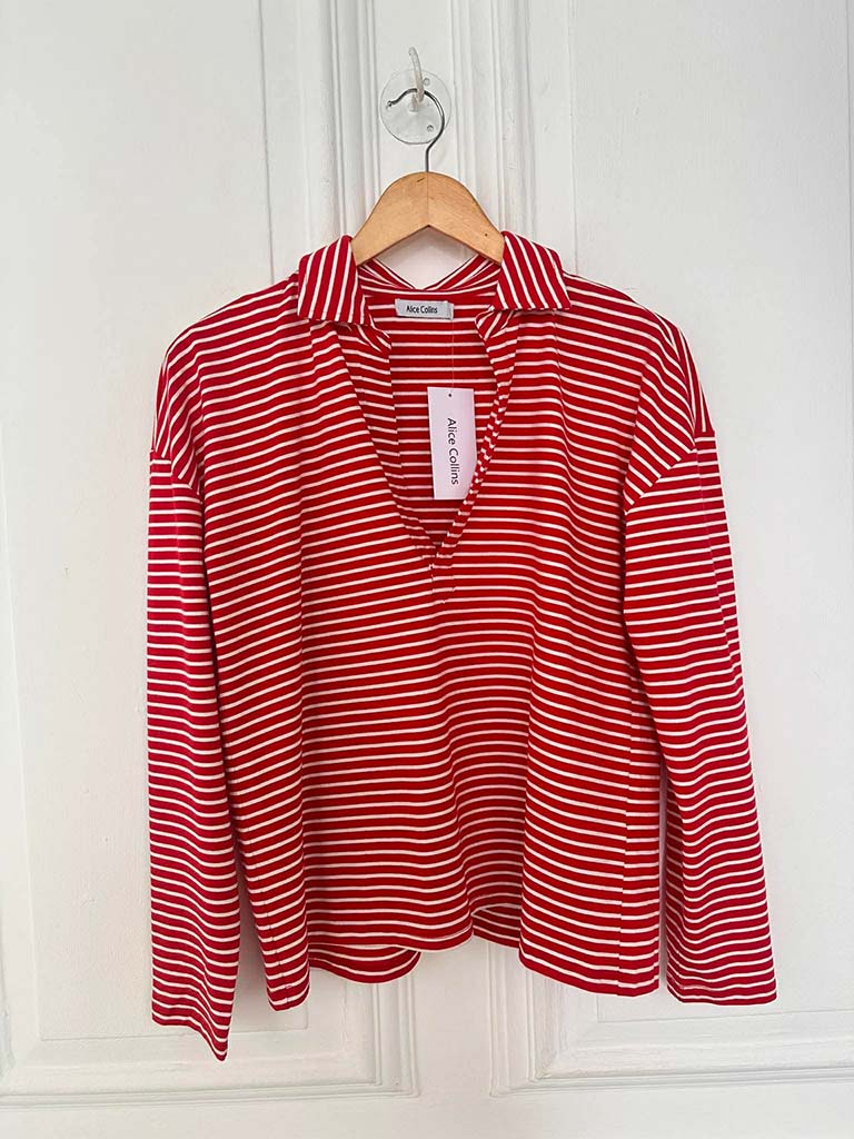 Stripe Collared Top - Red & White