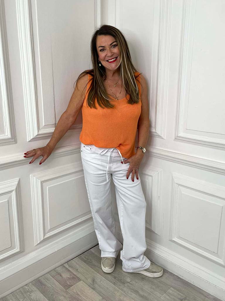 Knitted Vest Top - Tangerine