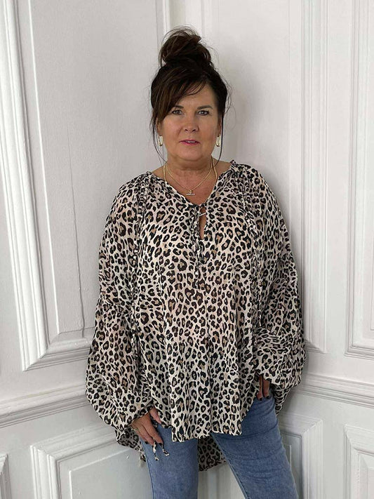 Oversized Leopard Print Tunic