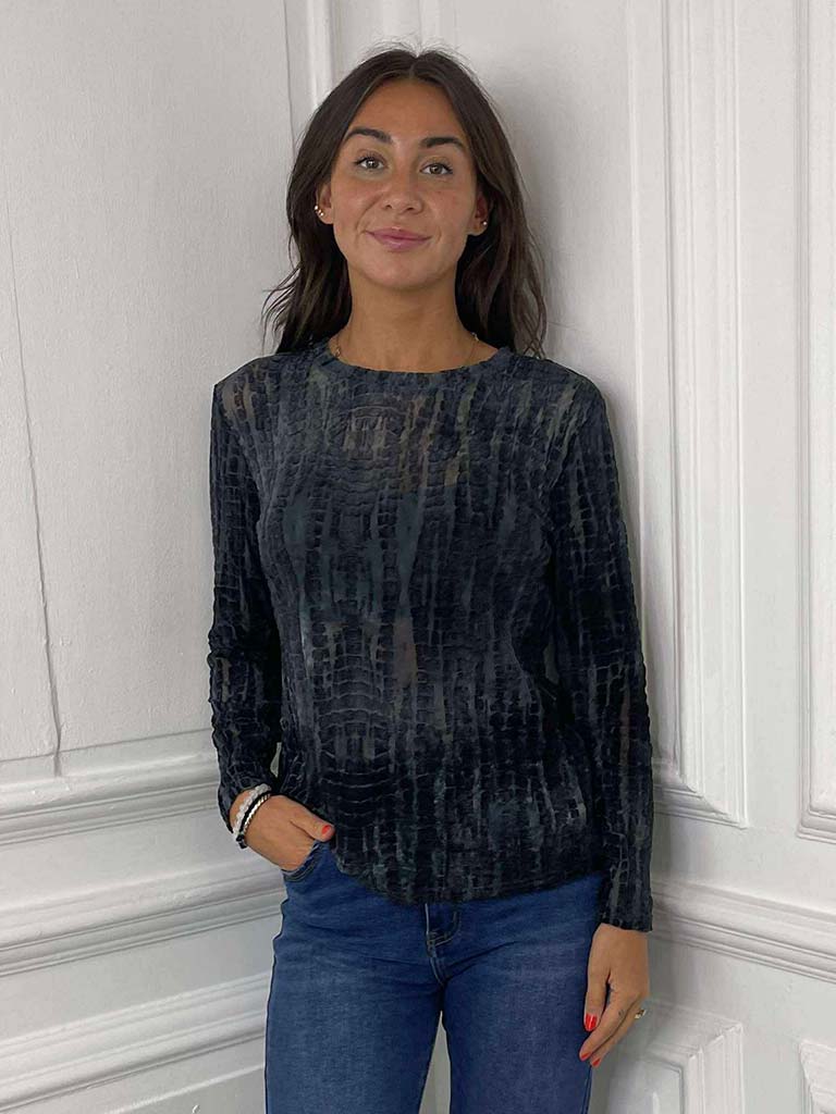 Croc Mesh Layering Top - Prussian