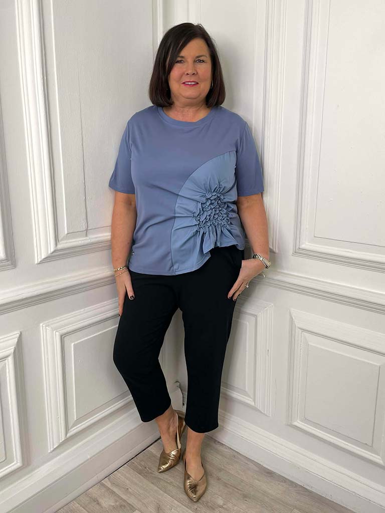 Malissa J Jersey Ruffle Top - Denim