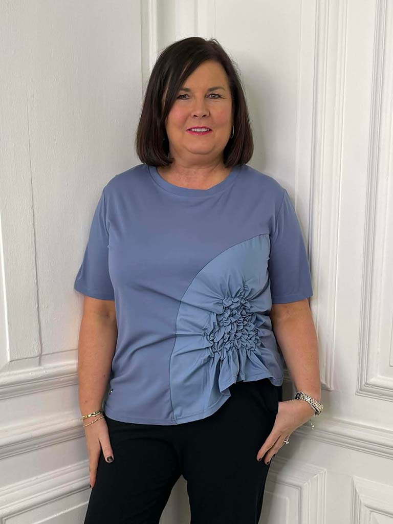 Malissa J Jersey Ruffle Top - Denim