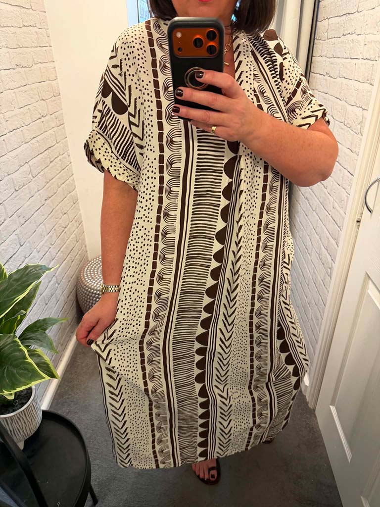 Nomad Print Midi Dress - Chocolate